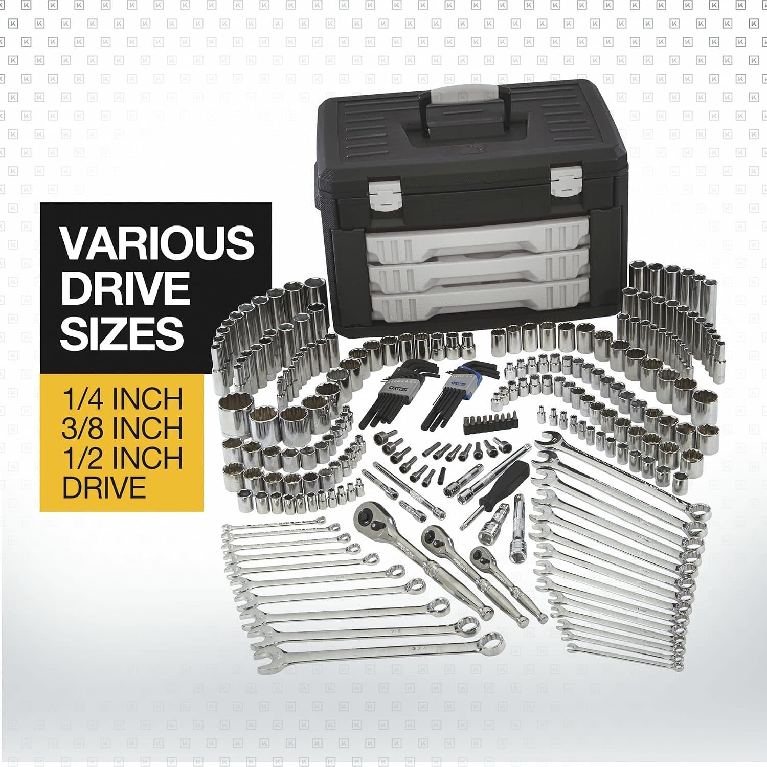 KLUTCH KLUTCH MECHTOOL SET, 245-PC., 1/4IN., 3/8IN. 1/2IN. DRIVE, SAE/METRIC (HAR10230) D/S