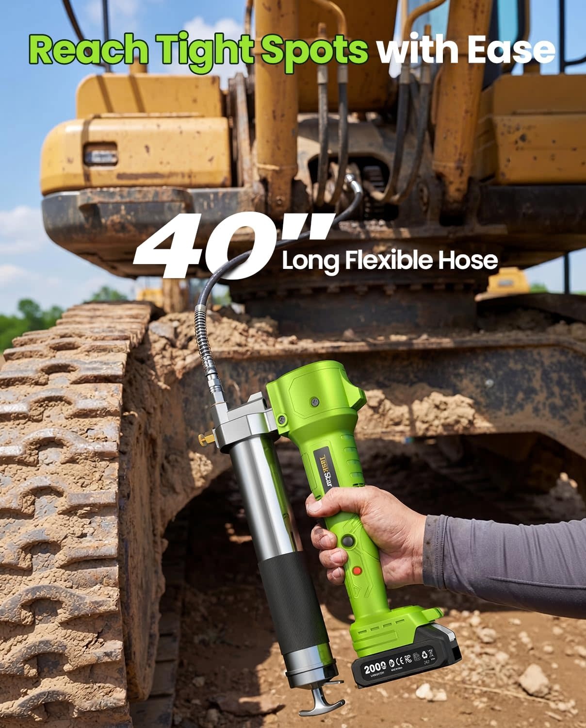 TASKSTAR ELECTRIC GREASE GUN WITH LOCK-ON TRIGGER (HAR10229)
