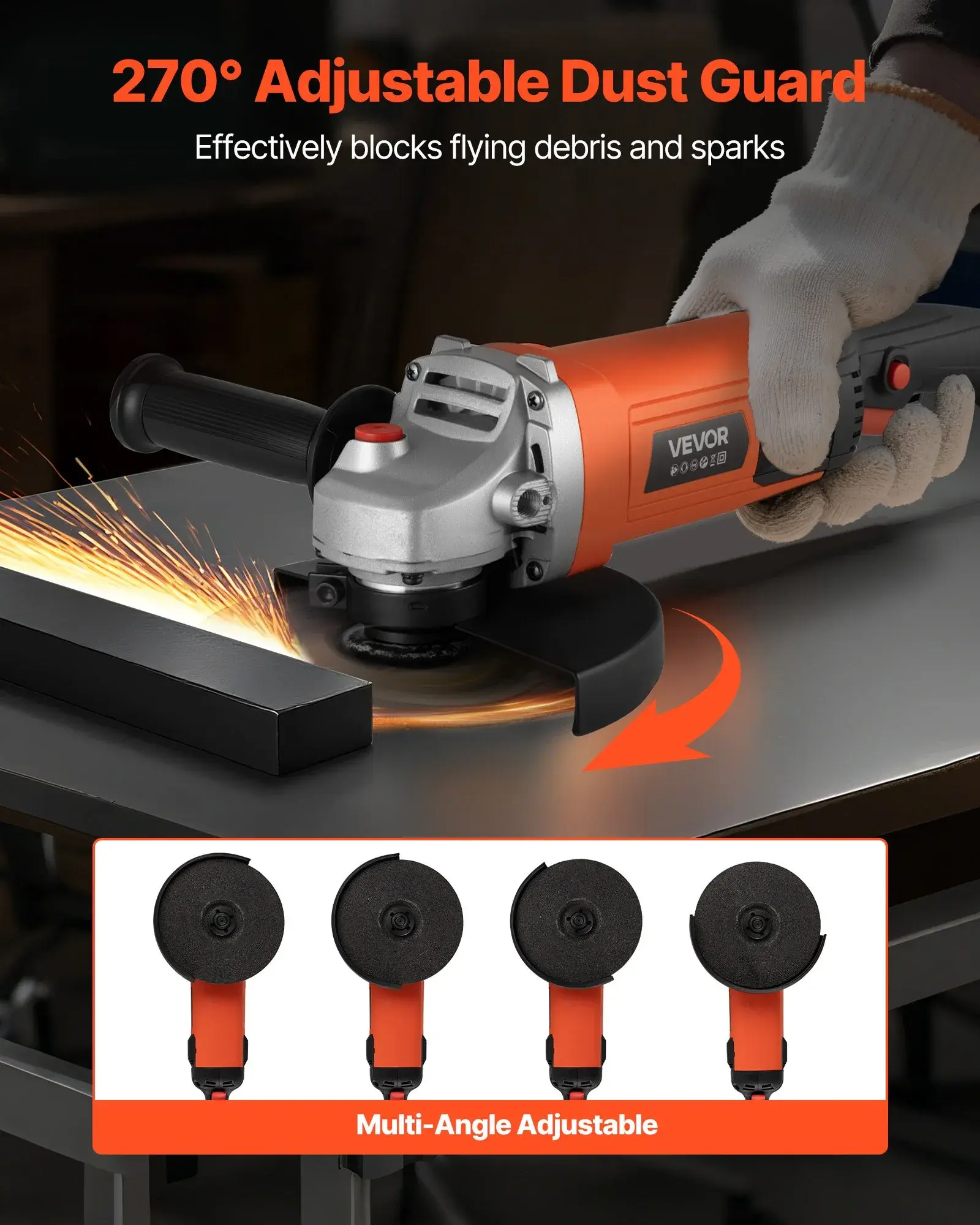 VEVOR VEVOR ANGLE GRINDER, 7" ELECTRIC GRINDER POWER TOOL, 13AMPS 8500RPM (IND6136) D/S