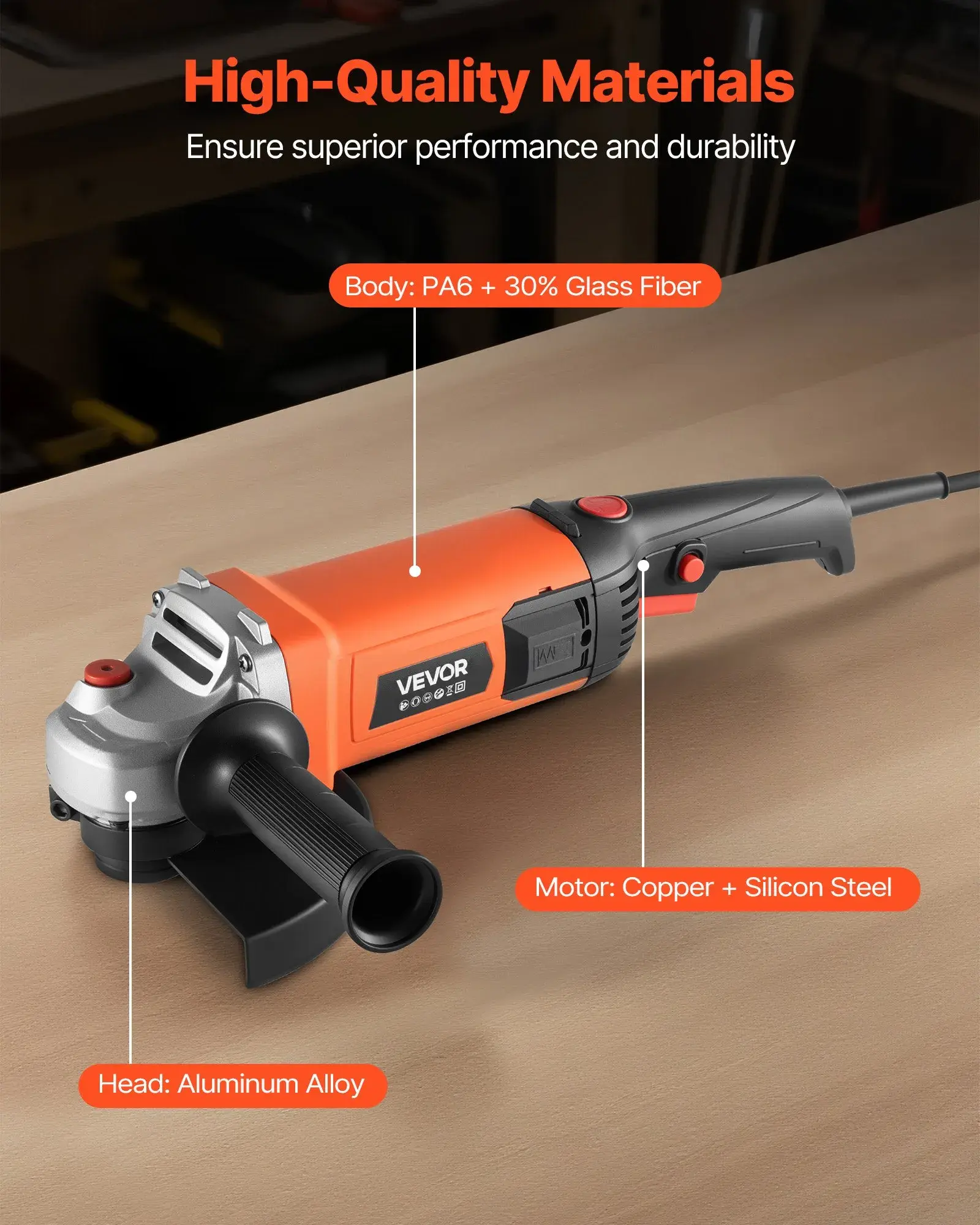 VEVOR VEVOR ANGLE GRINDER, 7" ELECTRIC GRINDER POWER TOOL, 13AMPS 8500RPM (IND6136) D/S