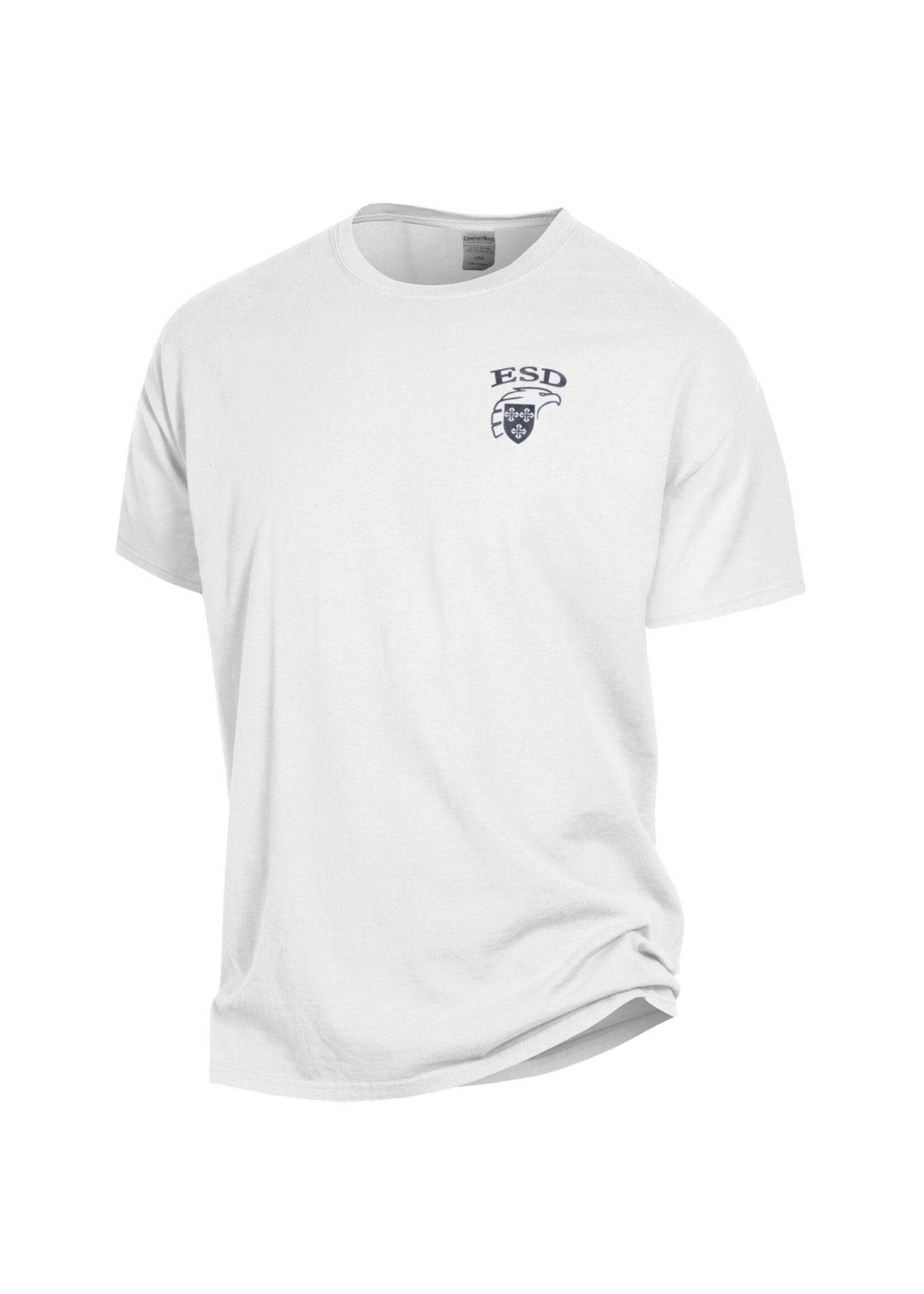 Comfort Wash Tee with Navy Eagle Shield Circle