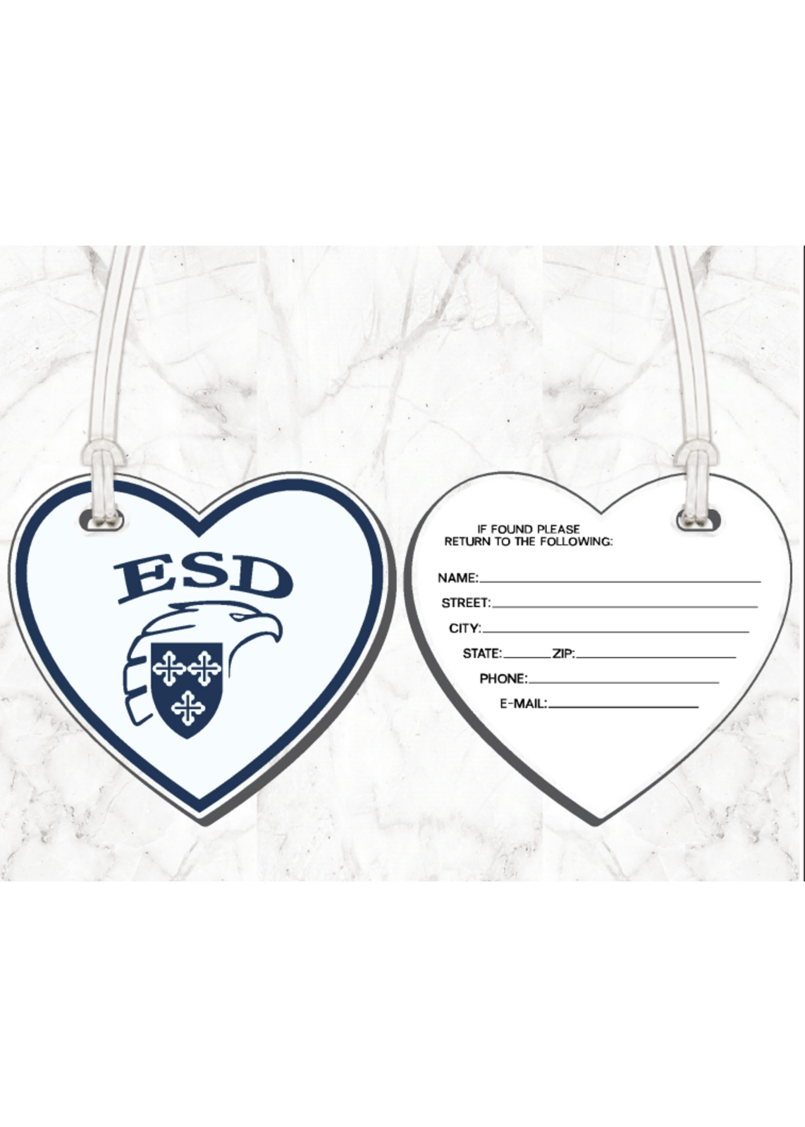 CDI Corp CDI Corp Heart White Acrylic Bag Tag