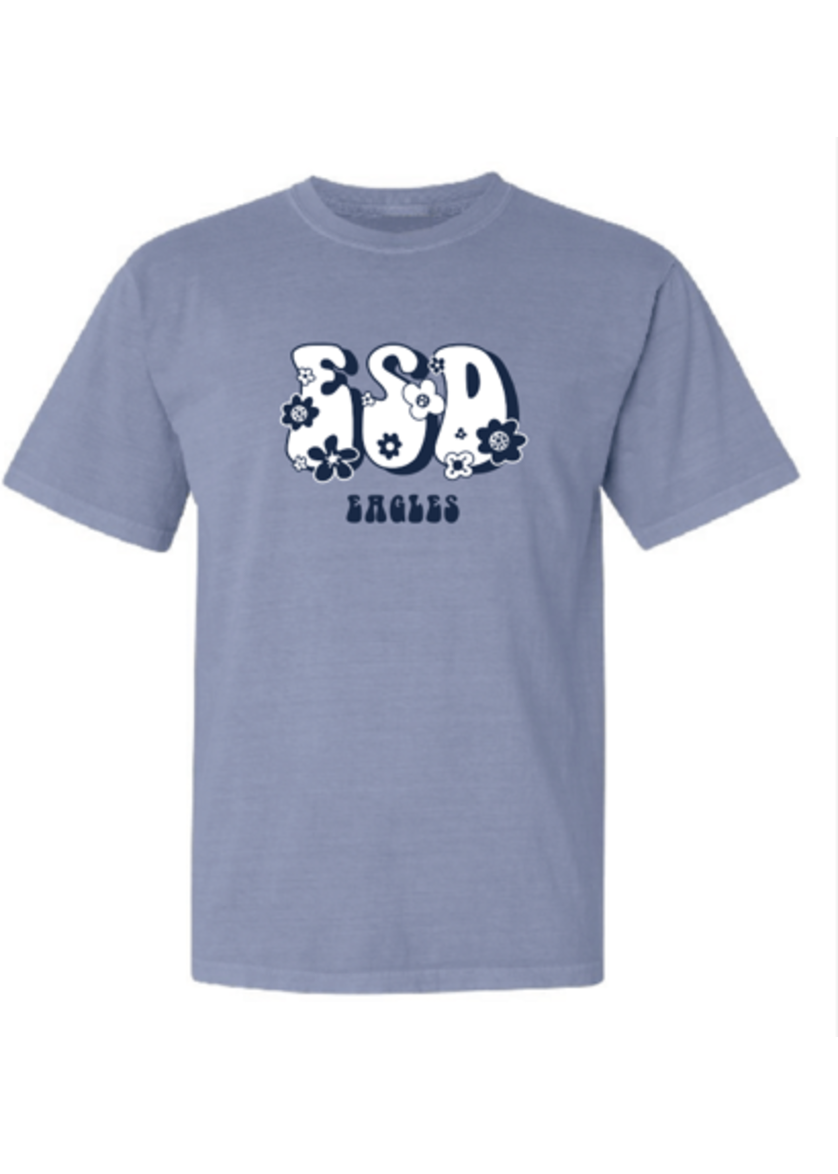Summit Comfort Colors Washed Denim Groovy ESD Flowers Tee