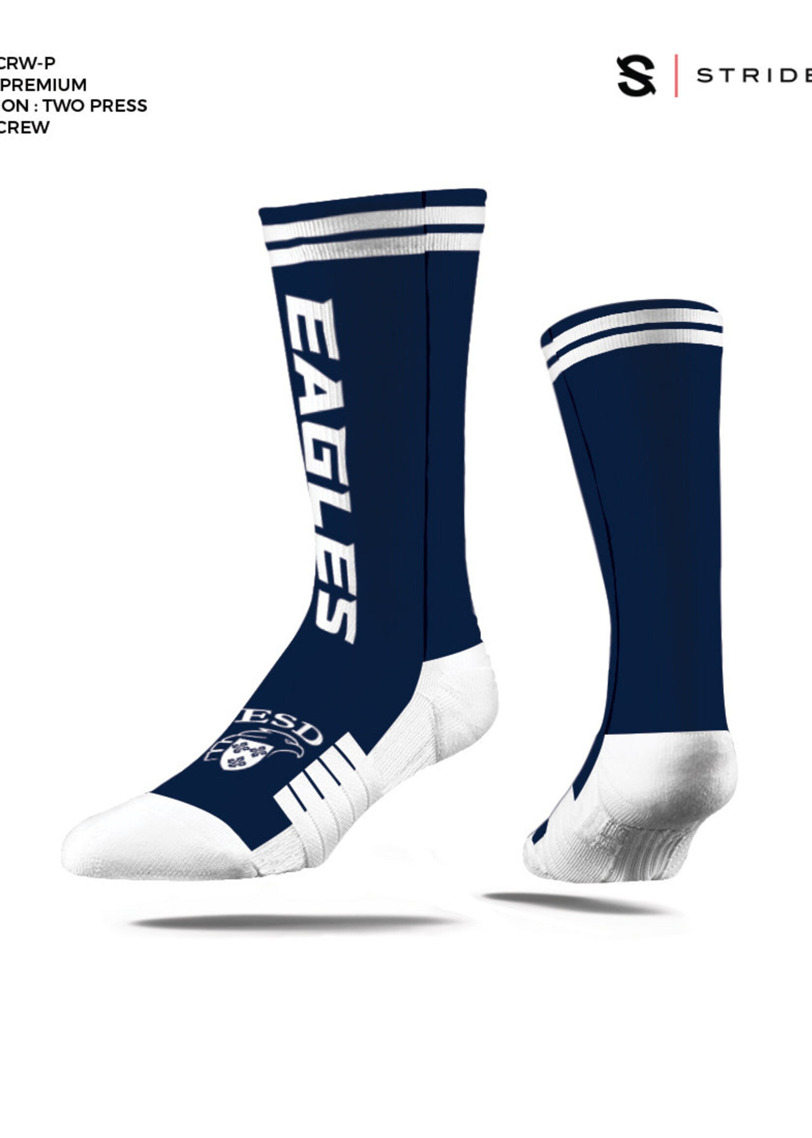 Strideline Strideline Crew Sock Navy with EAGLES WHT