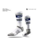 Strideline Strideline White Crew Sock with NVY GRY Stripes EAGLES