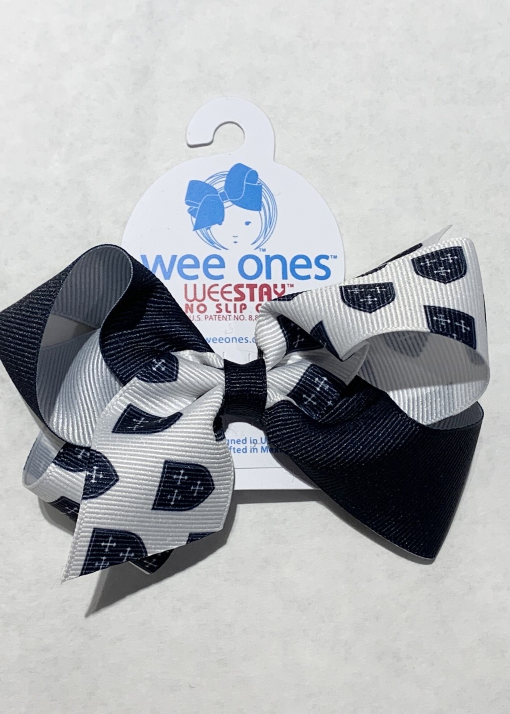 Wee Ones Wee Ones ME Game Day Bow with Shield NVY WHT