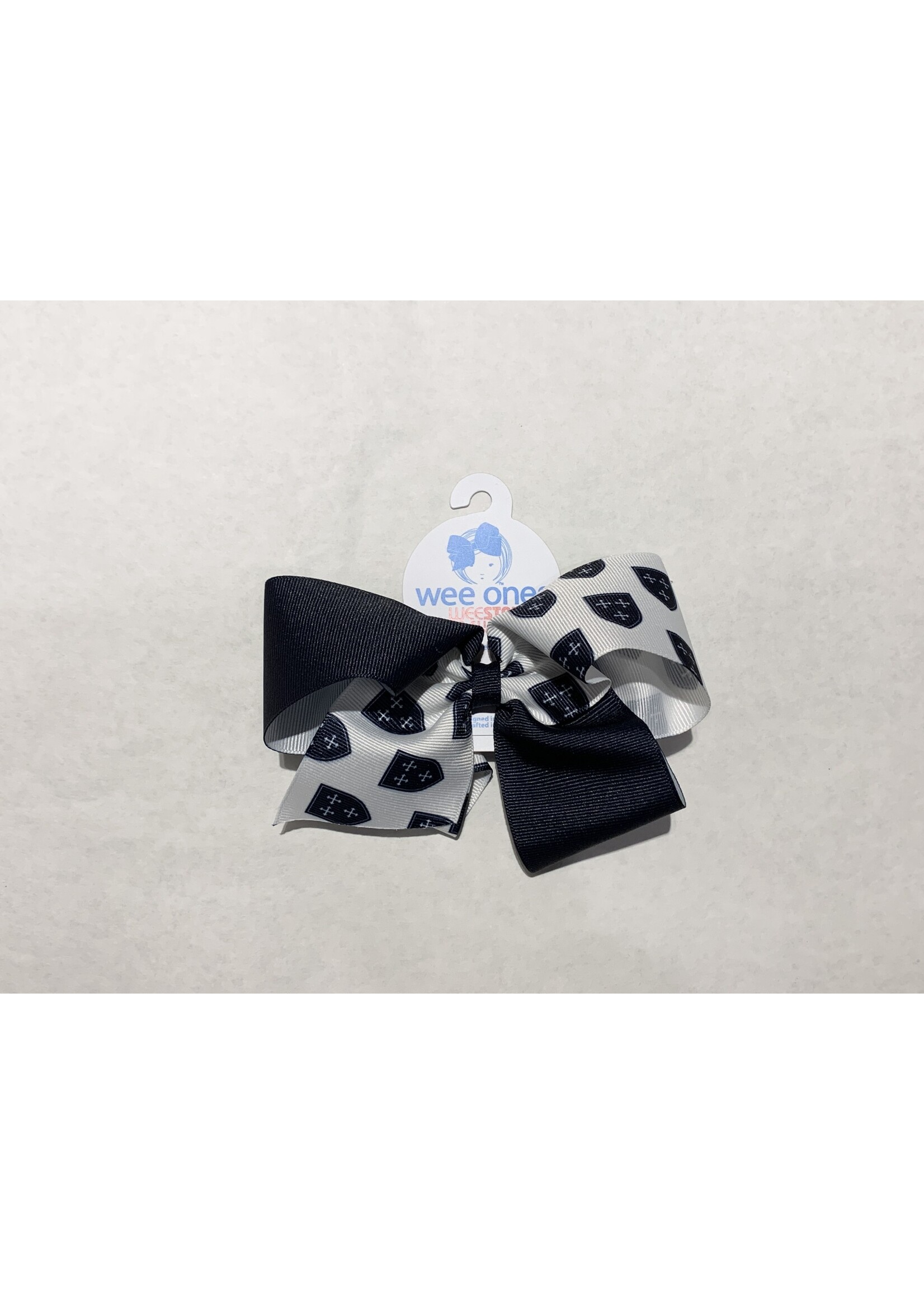 Wee Ones Wee Ones King Game Day Bow with Shield NVY WHT