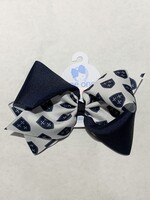 Wee Ones Wee Ones WIDE KING Game Day Bow with Shield NVY WHT