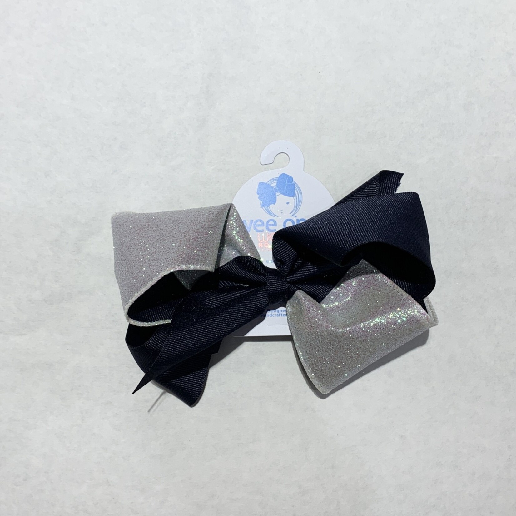 Wee Ones Wee Ones King Two Tone Glitter Bow NVY WHT