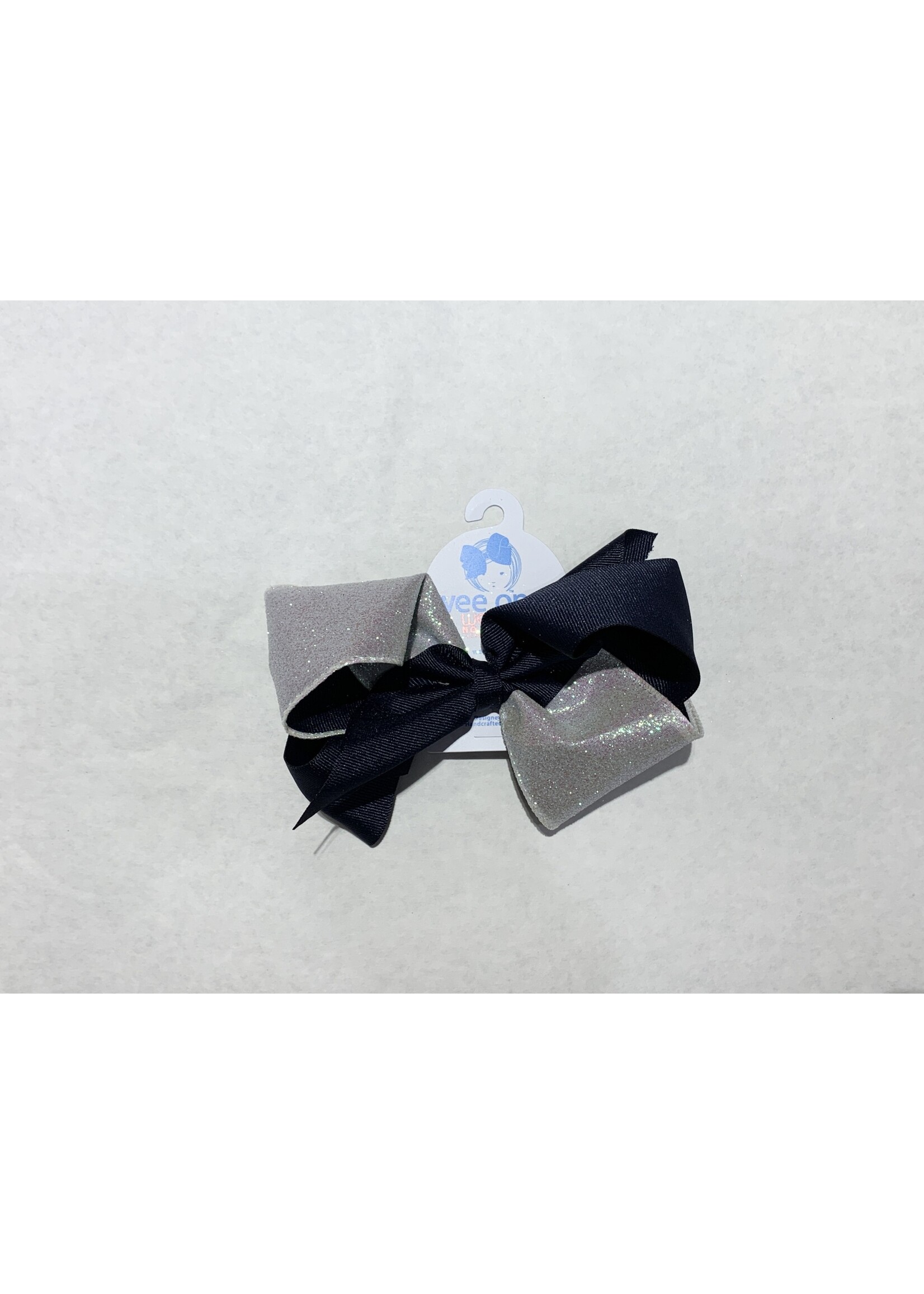 Wee Ones Wee Ones King Two Tone Glitter Bow NVY WHT