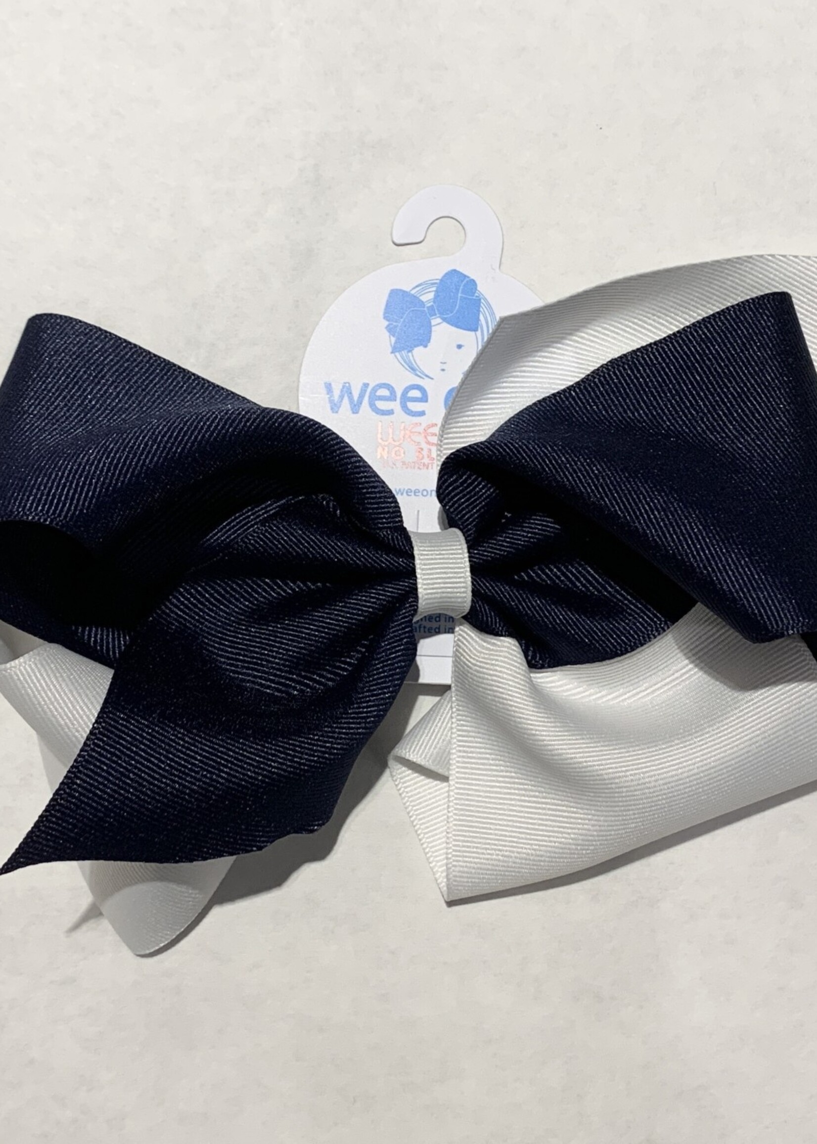Wee Ones Wee Ones HUGE Two Tone Bow NVY WHT