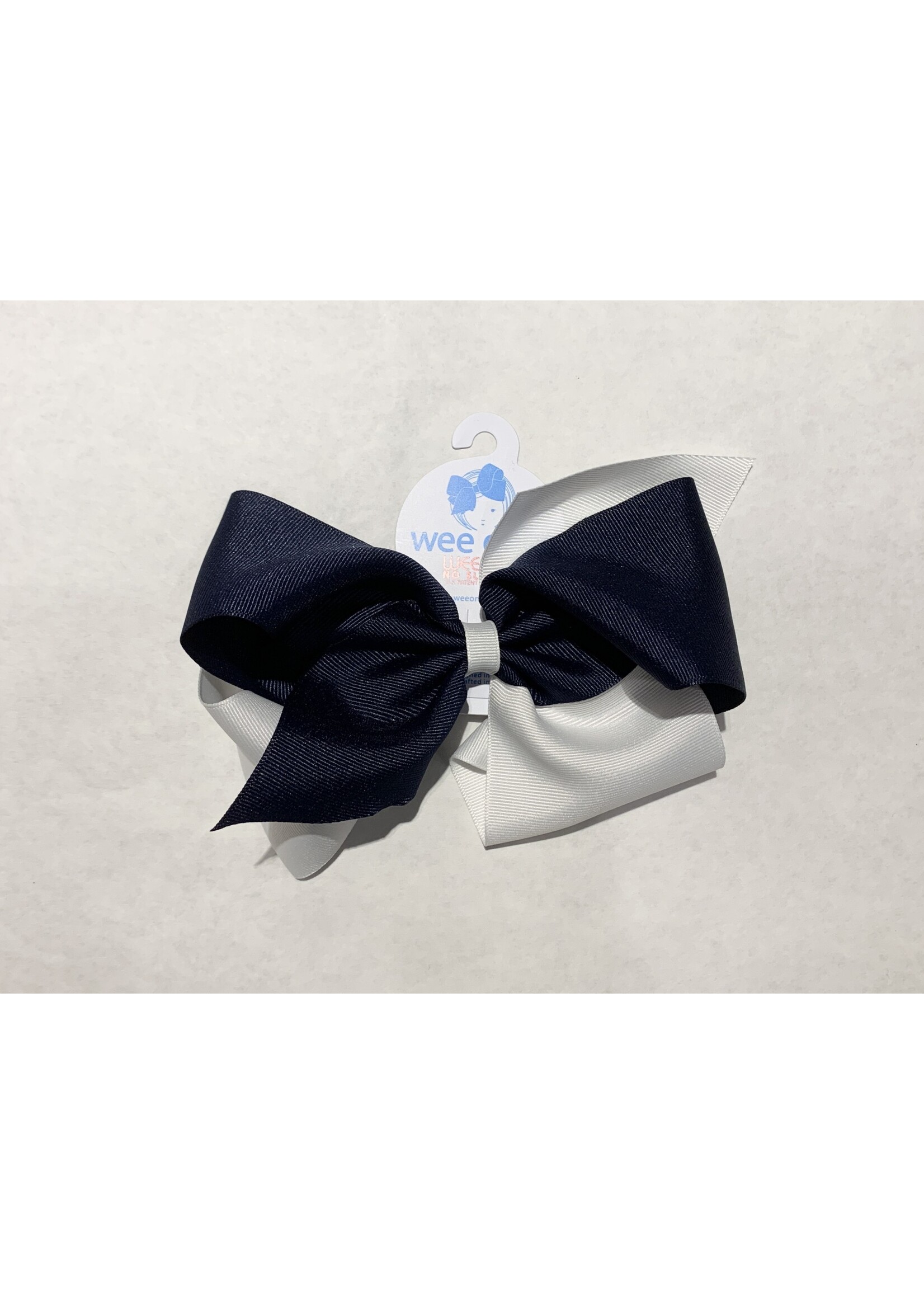 Wee Ones Wee Ones Huge Two Tone Bow NVY WHT