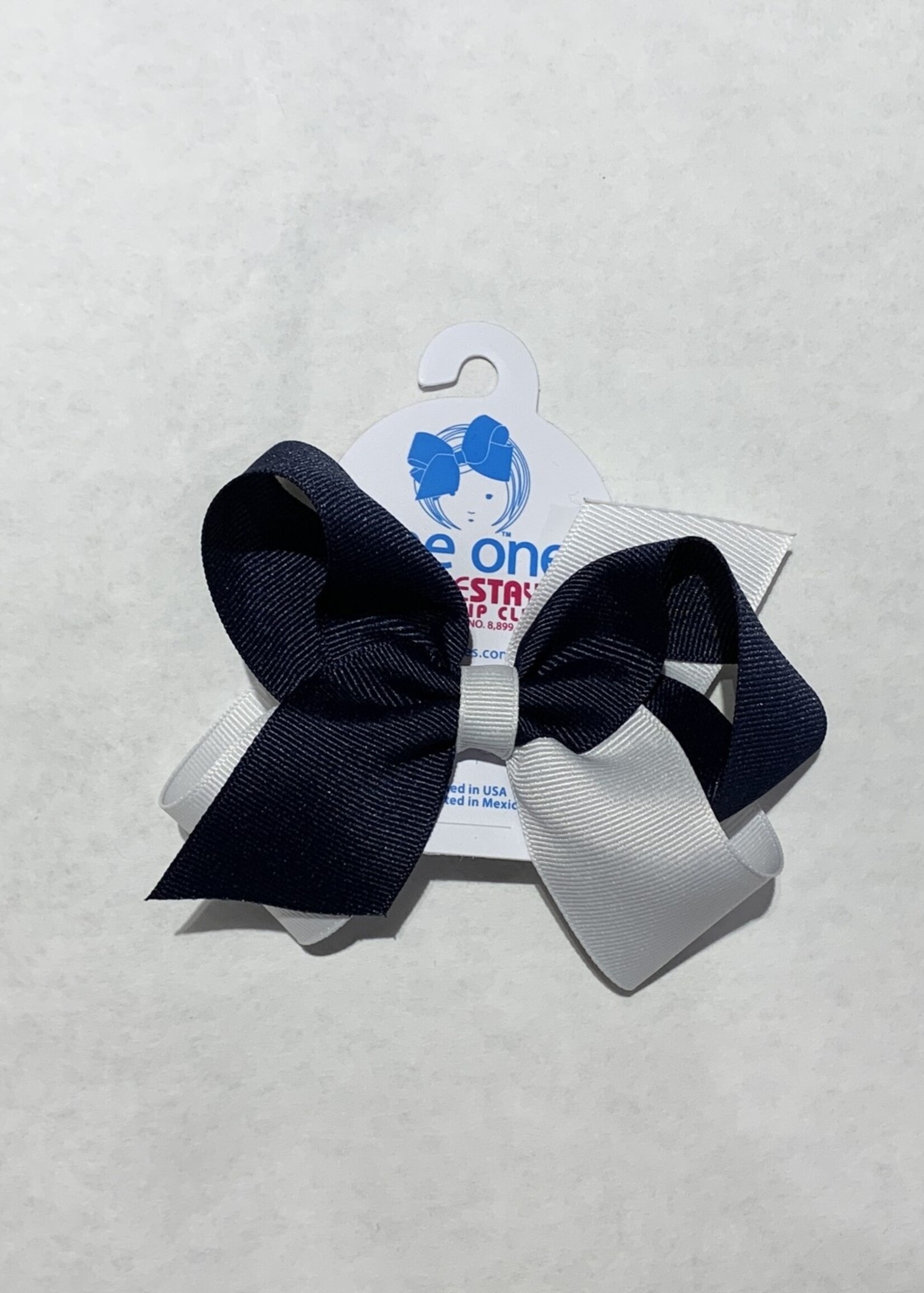 Wee Ones Wee Ones Mini Two Tone Bow NVY WHT