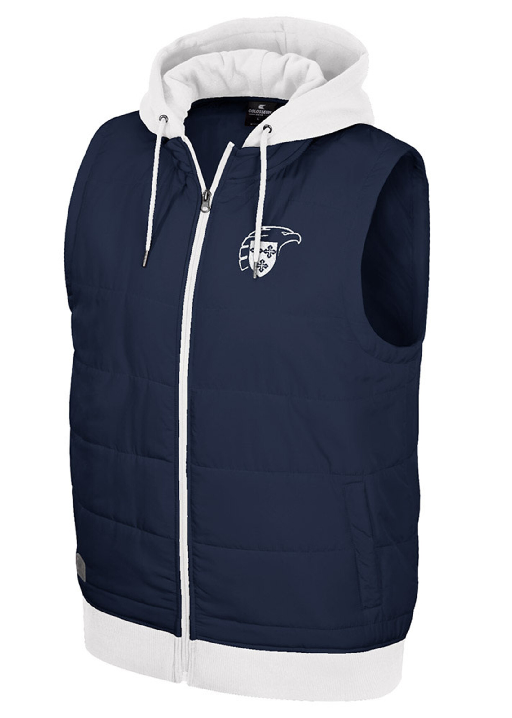 Colosseum Men's Winter's Morn Hoodie Puffer Vest NVY/WHT
