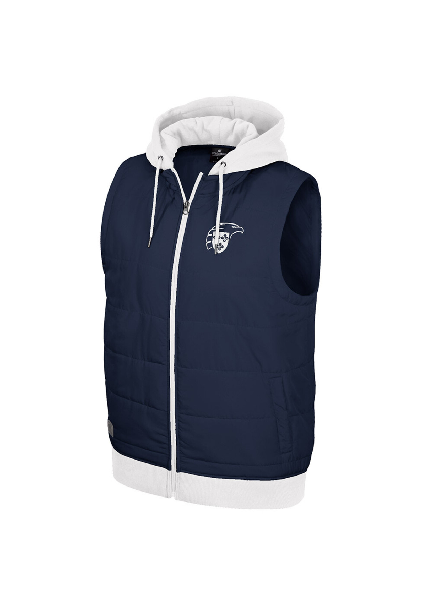 Colosseum Men's Winter's Morn Hoodie Puffer Vest NVY/WHT