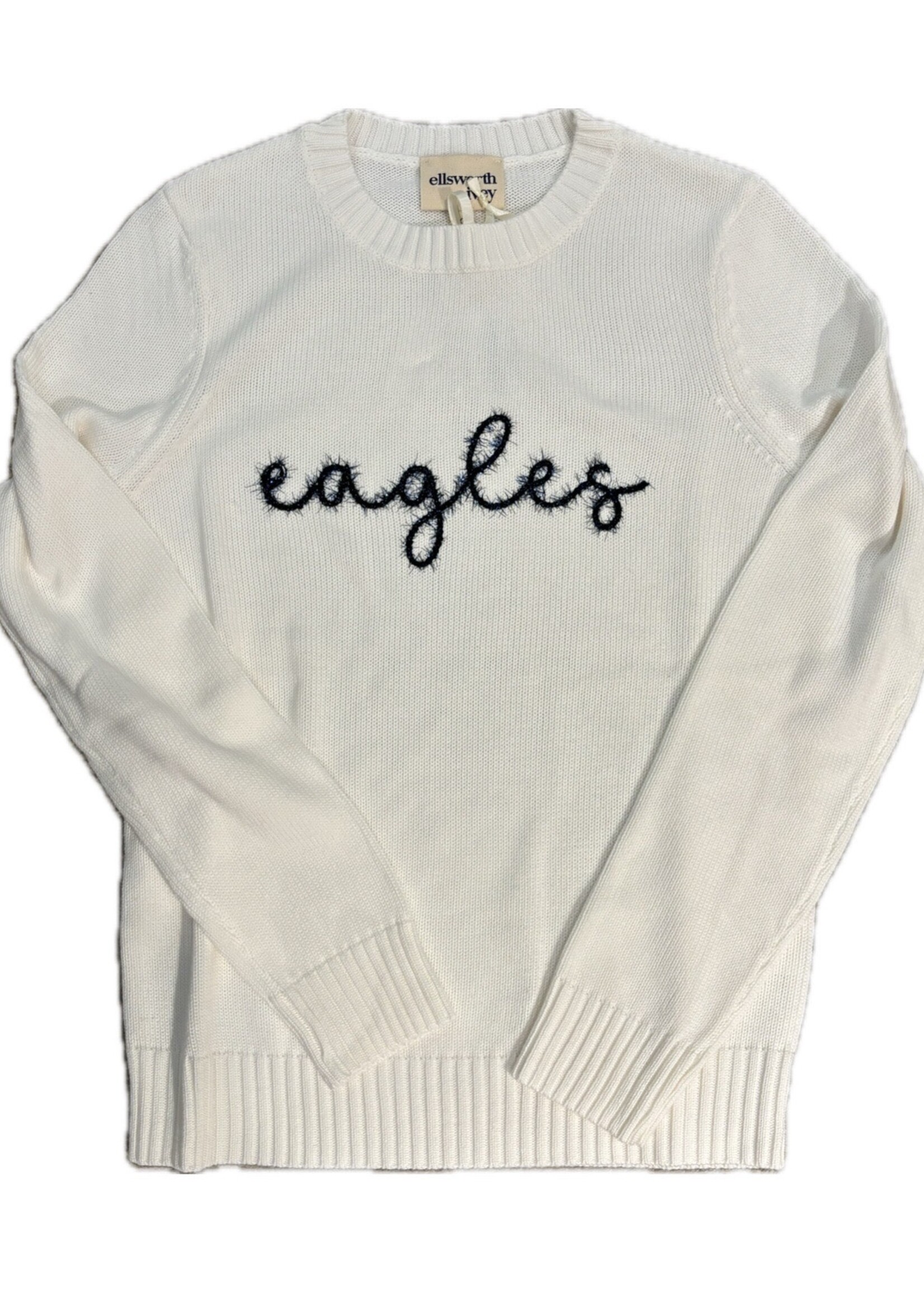 Ellsworth & Ivey Ellsworth + Ivey Ivory Sweater with Navy Tinsel EAGLES
