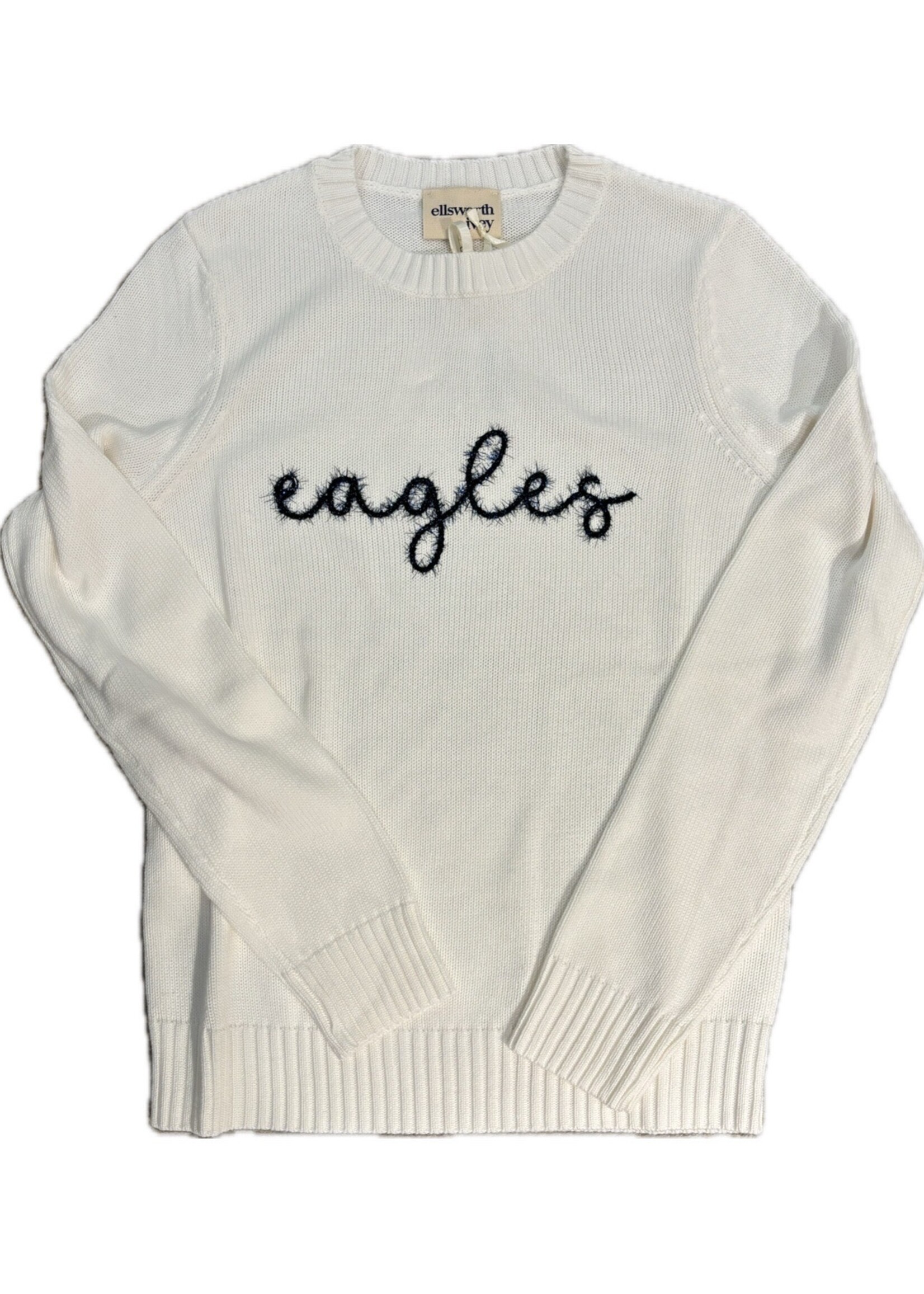 Ellsworth & Ivey Ellsworth & Ivey Ivory Sweater with Navy Tinsel EAGLES
