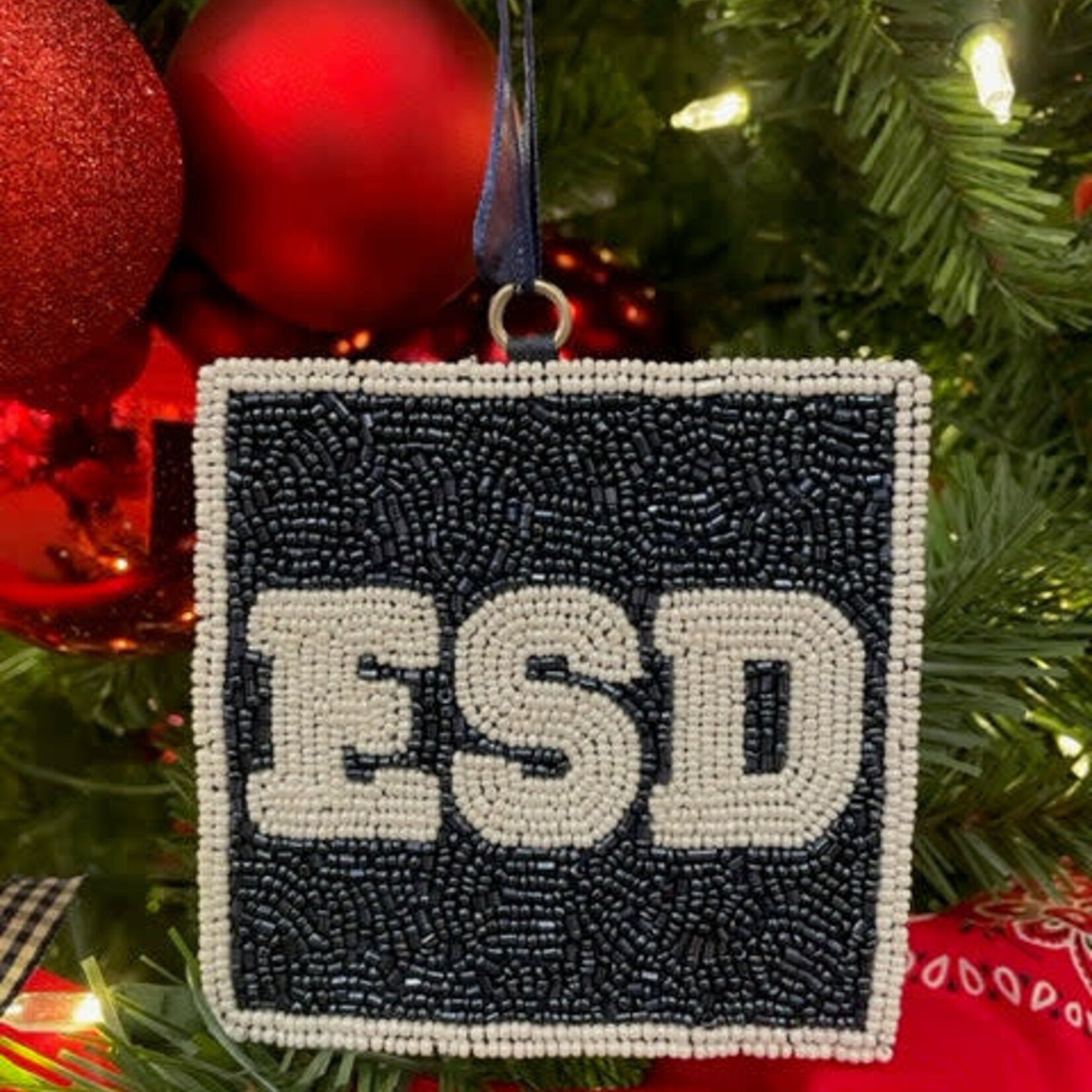 M and M Beaded ESD Ornament