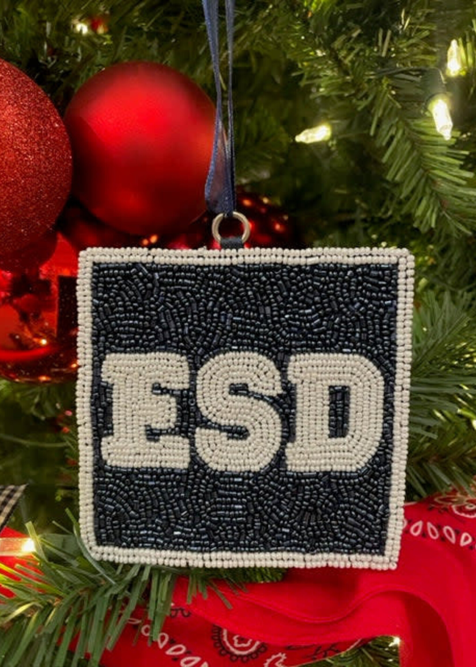 M and M Beaded ESD Ornament