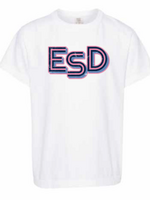 SUMMIT White Tee with ESD in Pink Navy and Lt Blue