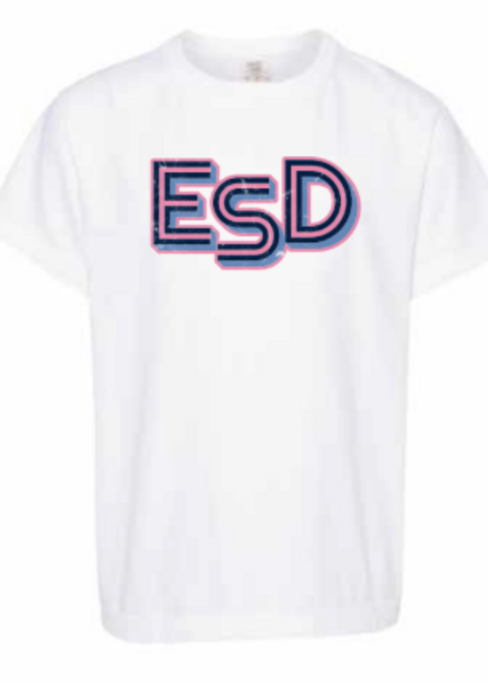 SUMMIT White Tee with ESD in Pink Navy and Lt Blue