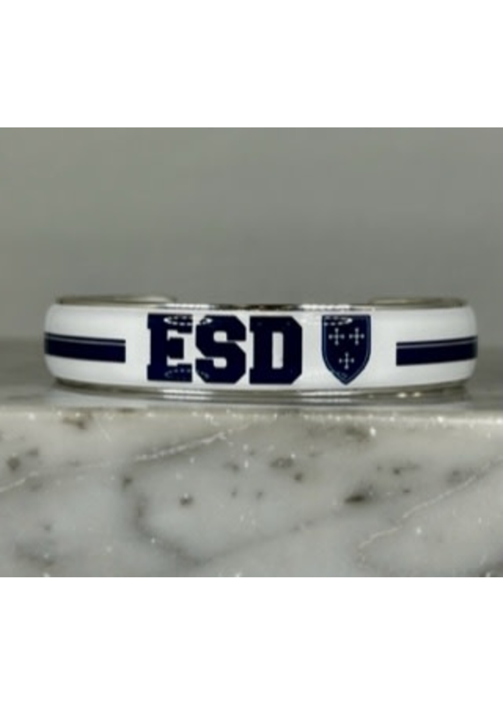 Rustic Cuff Rustic Cuff .5 Art Deco ESD with Shield WHT NVY Silver