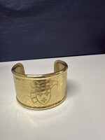 Rustic Cuff Rustic Cuff 1.5 Rimmed Engraved Eagle Shield Gold