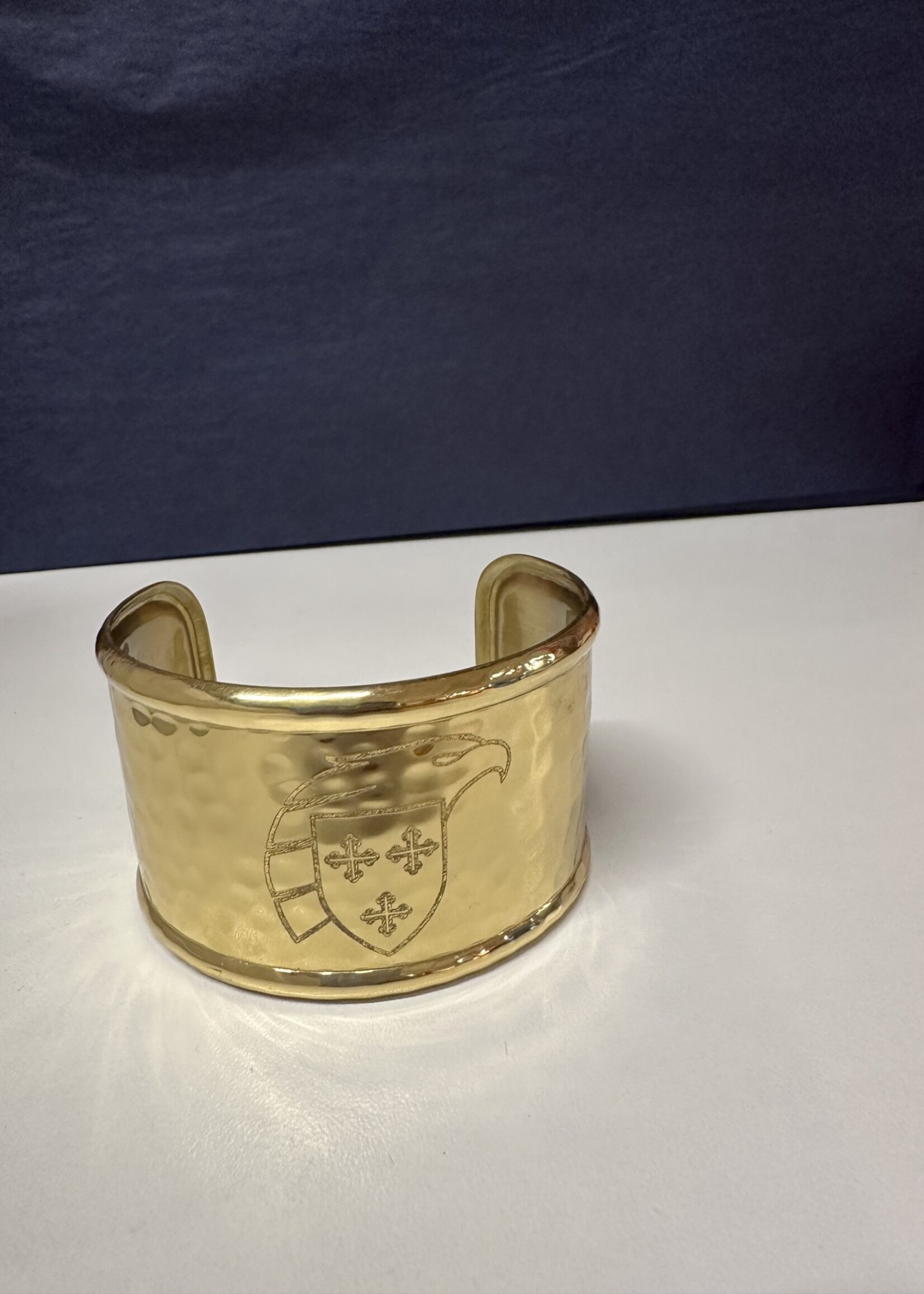 Rustic Cuff Rustic Cuff 1.5 Rimmed Engraved Eagle Shield Gold