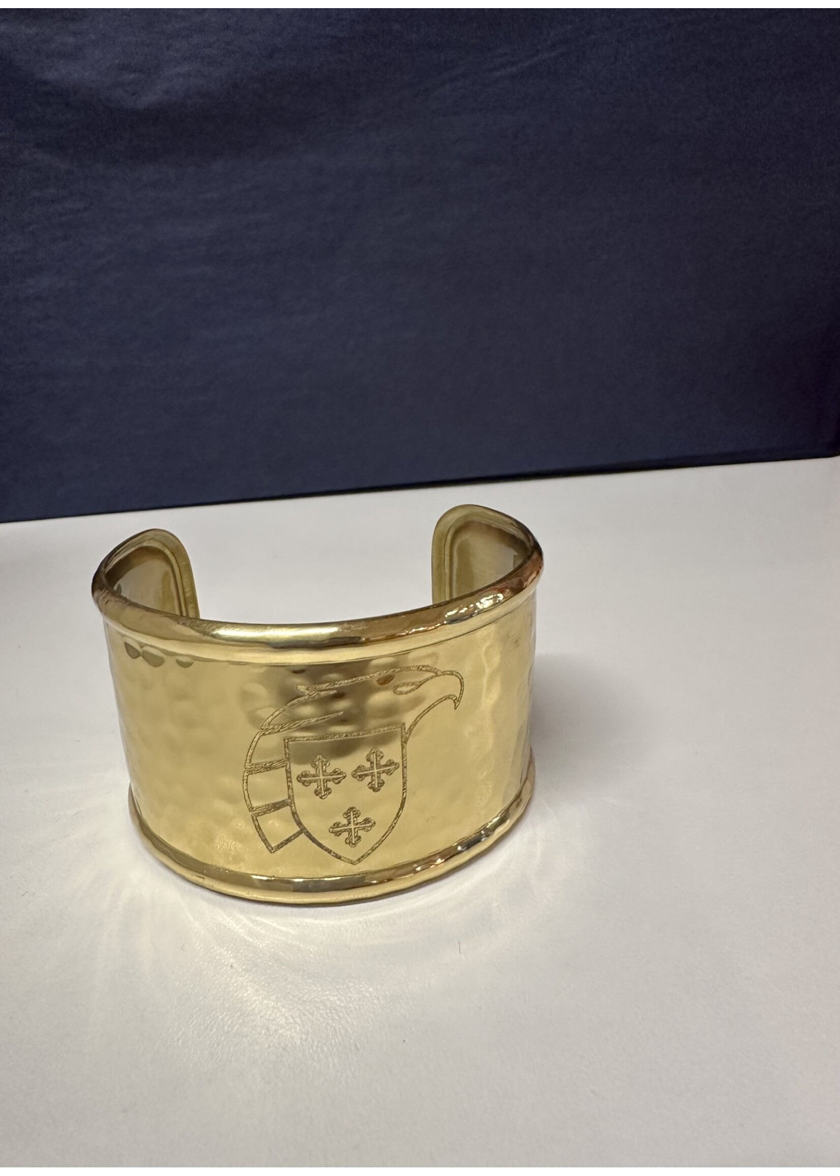 Rustic Cuff Rustic Cuff 1.5 Rimmed Engraved Eagle Shield Gold