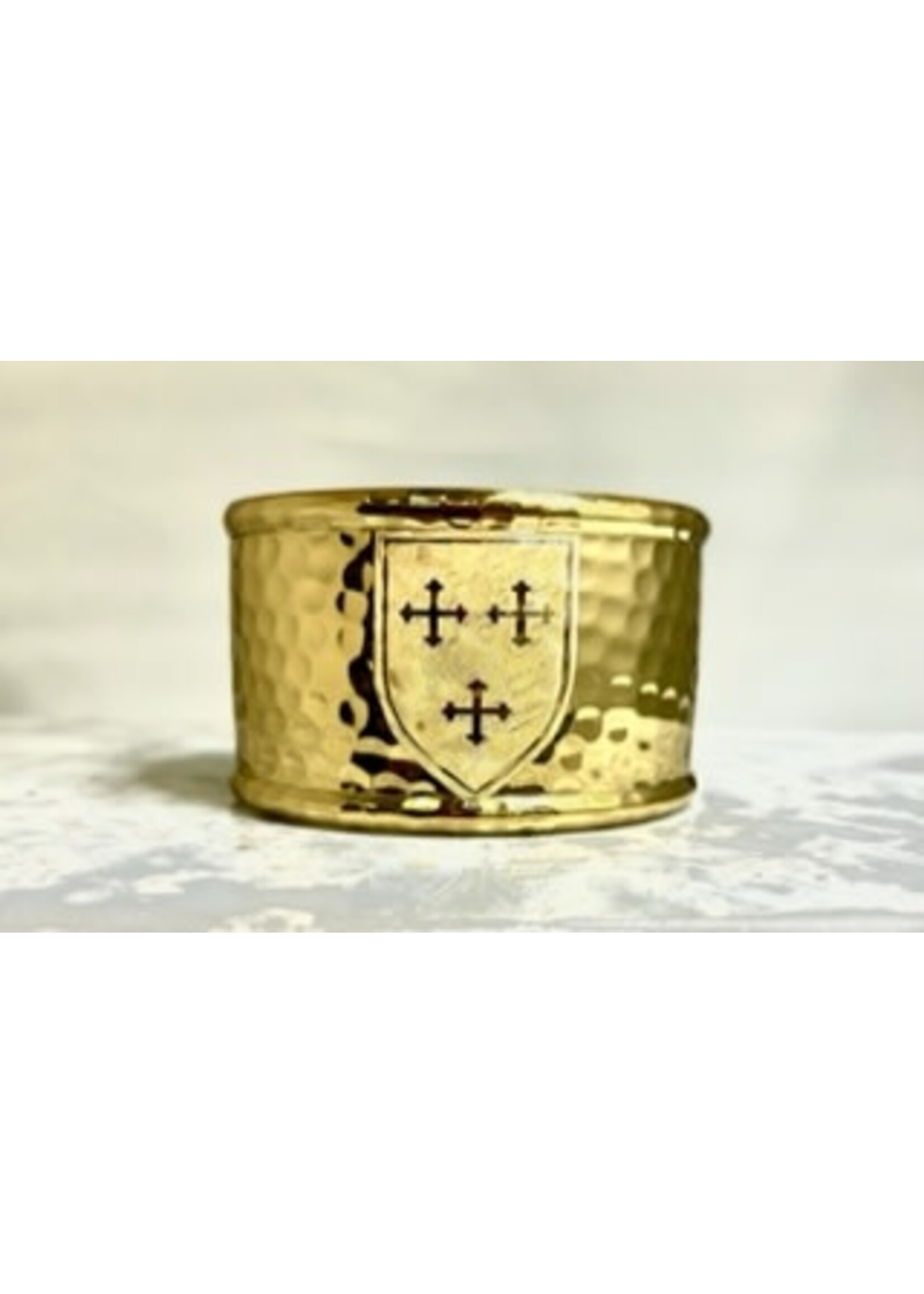 Rustic Cuff Rustic Cuff 1.5 Rimmed Engraved Shield Gold