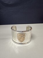 Rustic Cuff Rustic Cuff 1.5 Rimmed Engraved Shield Silver