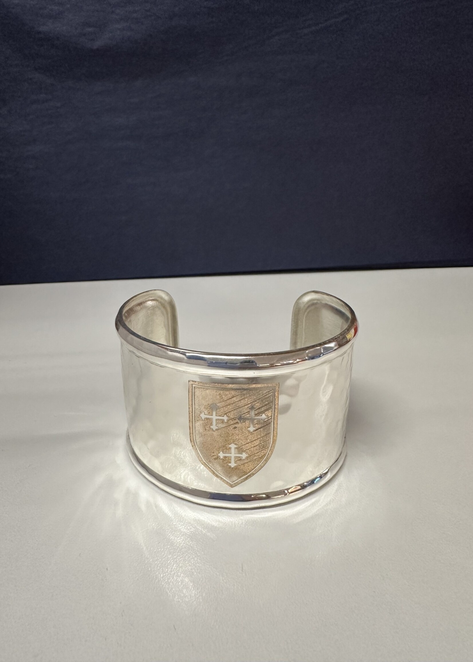 Rustic Cuff Rustic Cuff 1.5 Rimmed Engraved Shield Silver