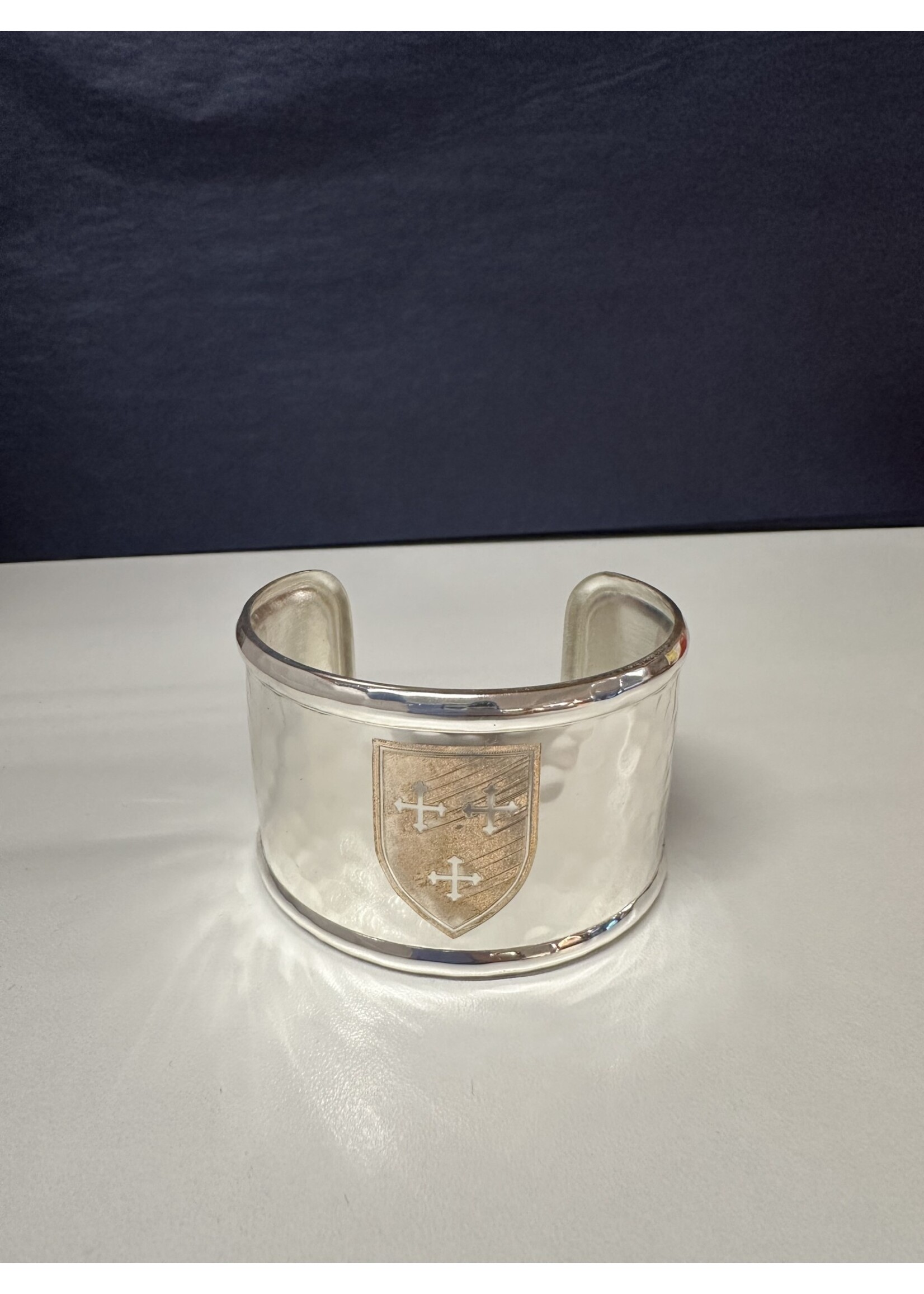 Rustic Cuff Rustic Cuff 1.5 Rimmed Engraved Shield Silver
