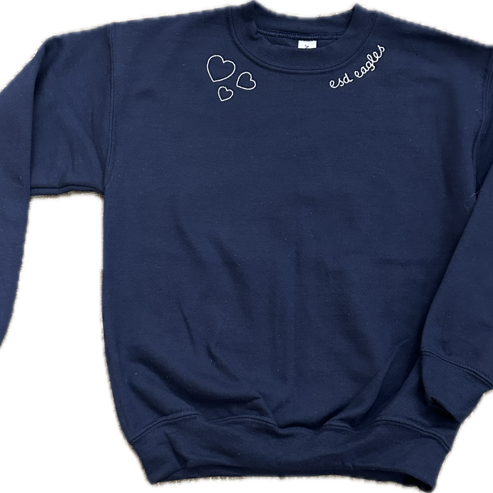 3 Heart Embroidered Crew Neck