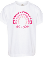 Comfort Colors Summit White Tee with Pink Hearts Rainbow