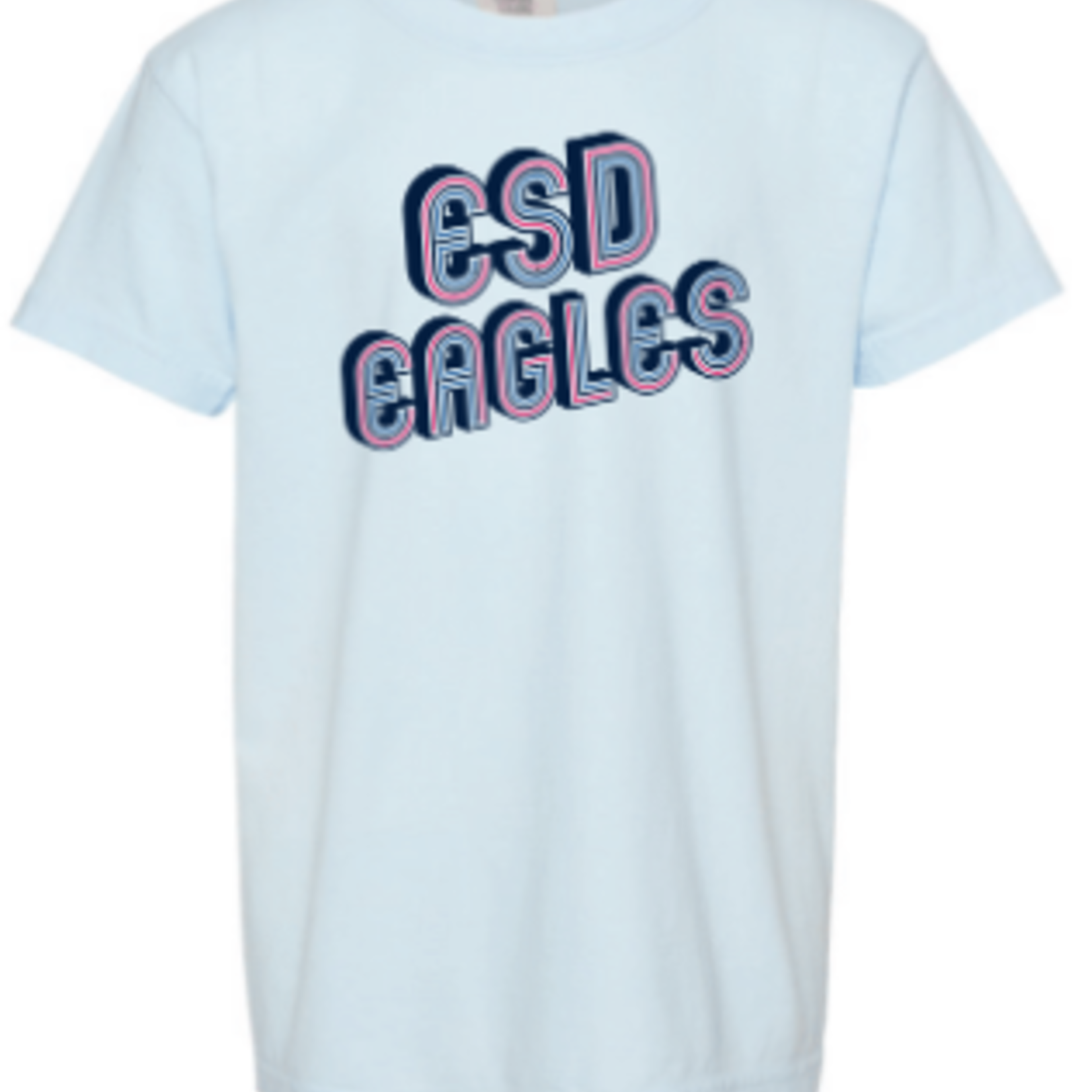 Comfort Colors Summit Chambray Tee 3D ESD over EAGLES with Stripes