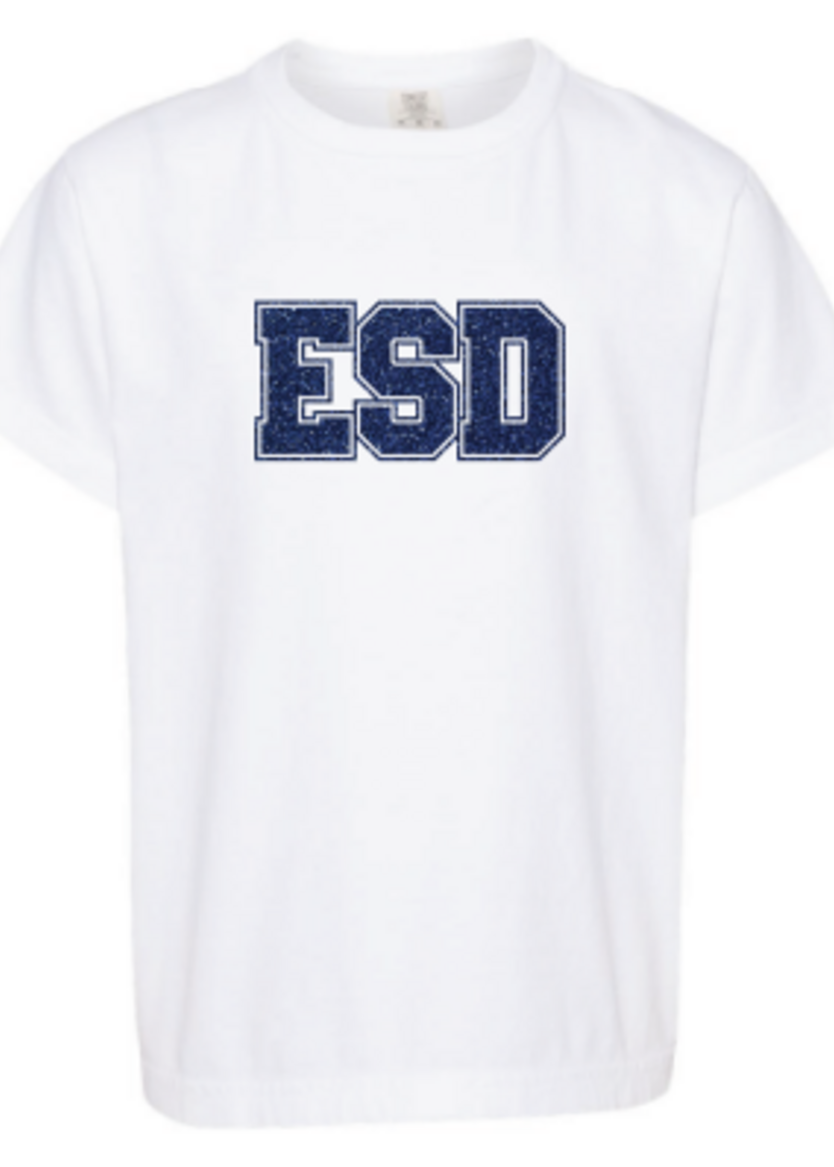 Comfort Colors Summit White Tee with Navy Sparkle ESD