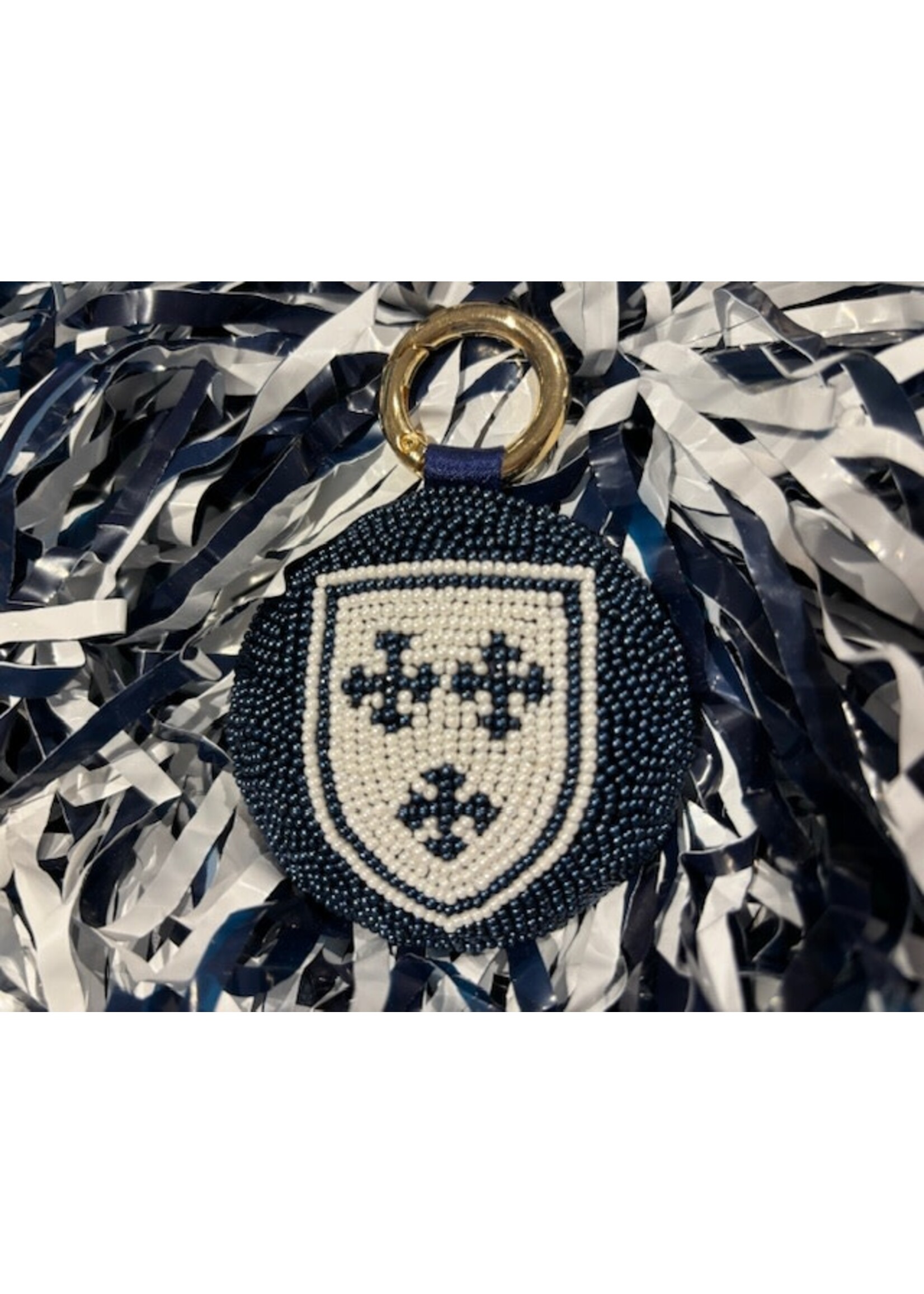 Fan Glam  Beaded Key Chain Shield