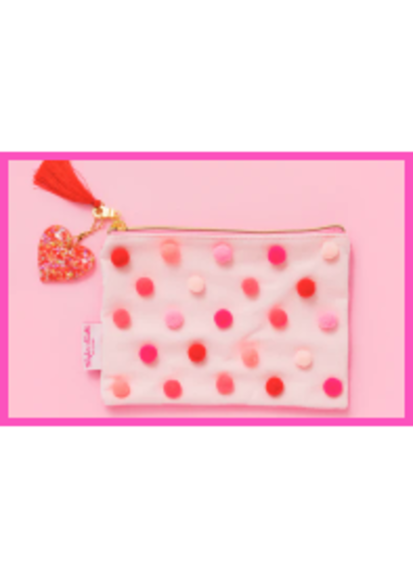 Taylor Elliott Designs T Elliott Designs ME Red Pink Pom Pom Pouch