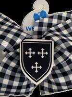 Wee Ones Wee Ones ME Navy Gingham Print Bow with Shield