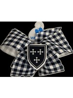 Wee Ones Wee Ones ME Navy Gingham Print Bow with Shield