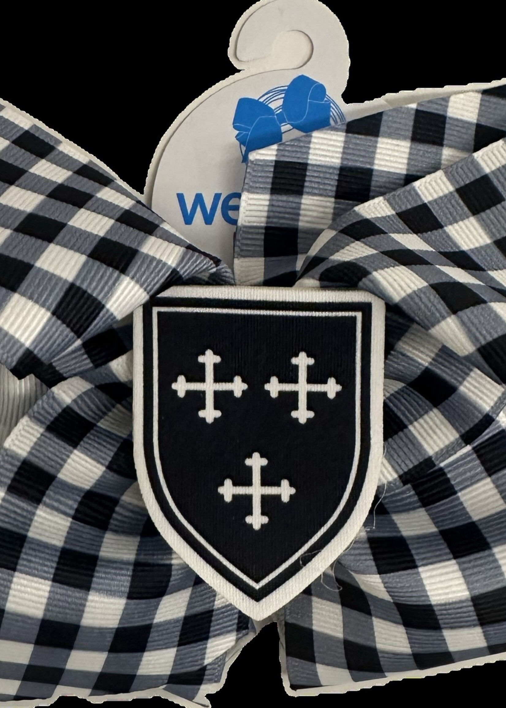 Wee Ones Wee Ones ME Navy Gingham Print Bow with Shield