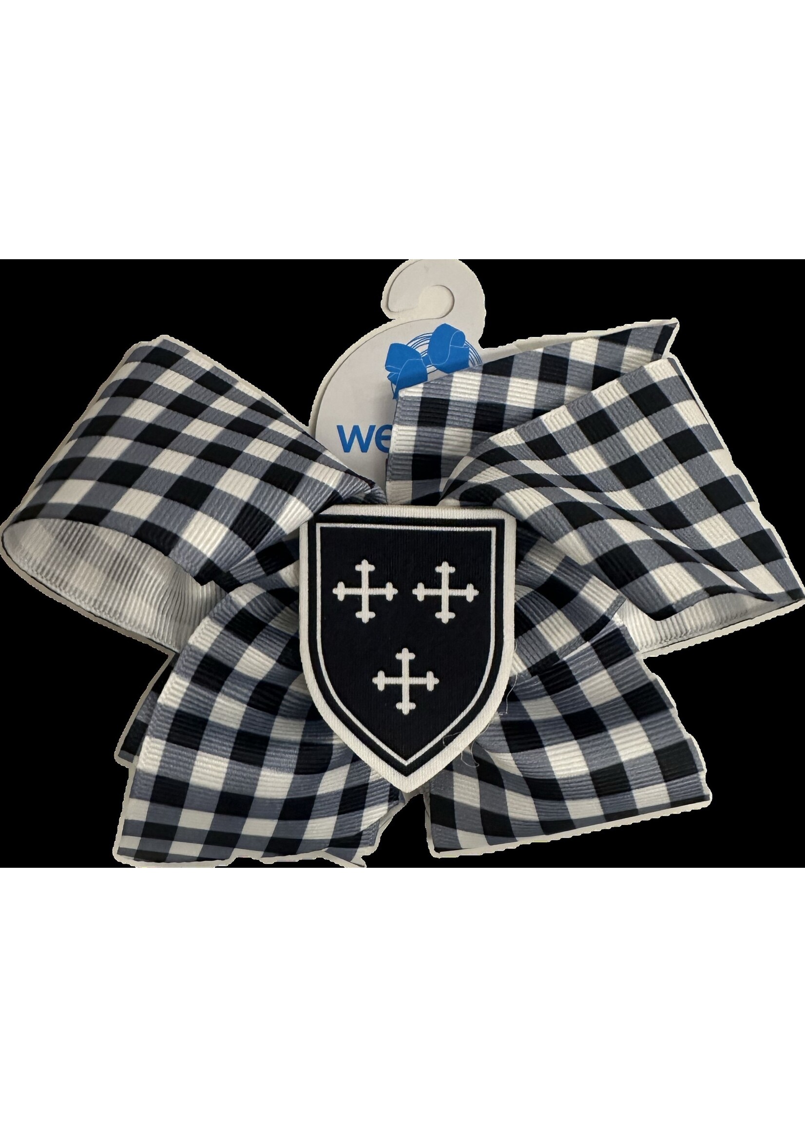 Wee Ones Wee Ones KING Navy Gingham Print Bow with Shield