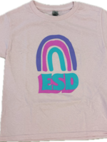 Gildan EN T-Shirt Blossom Pink with Three Color Rainbow over ESD
