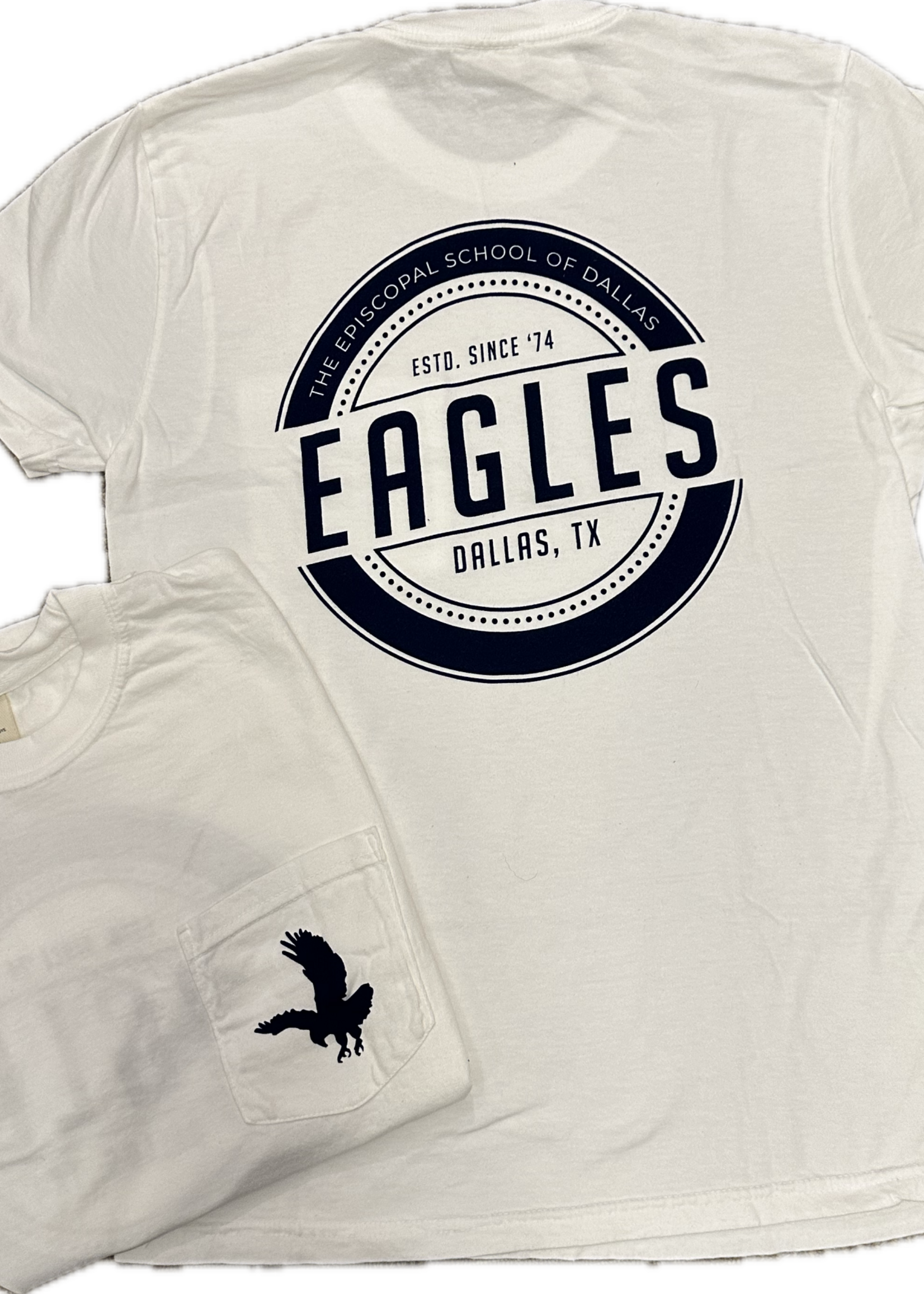 Comfort Colors EN T-Shirt Pocket White with Navy Circle Graphic