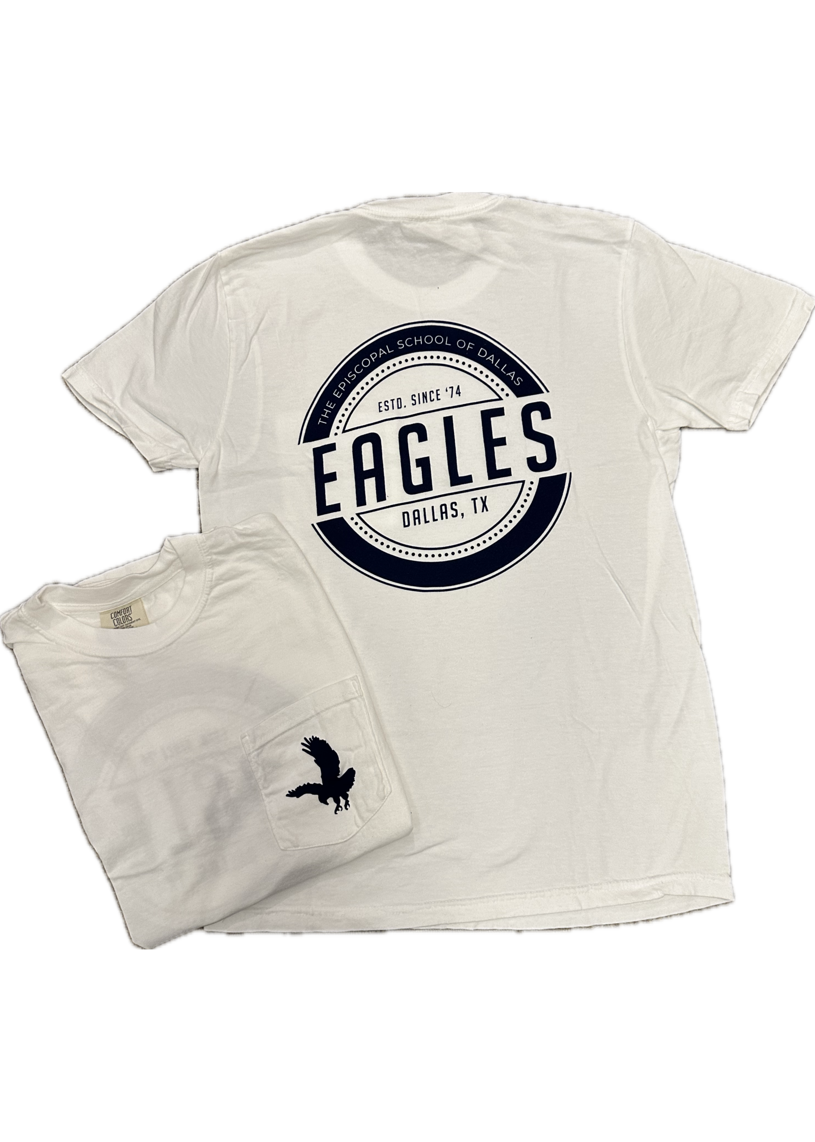 Comfort Colors EN T-Shirt Pocket White with Navy Circle Graphic