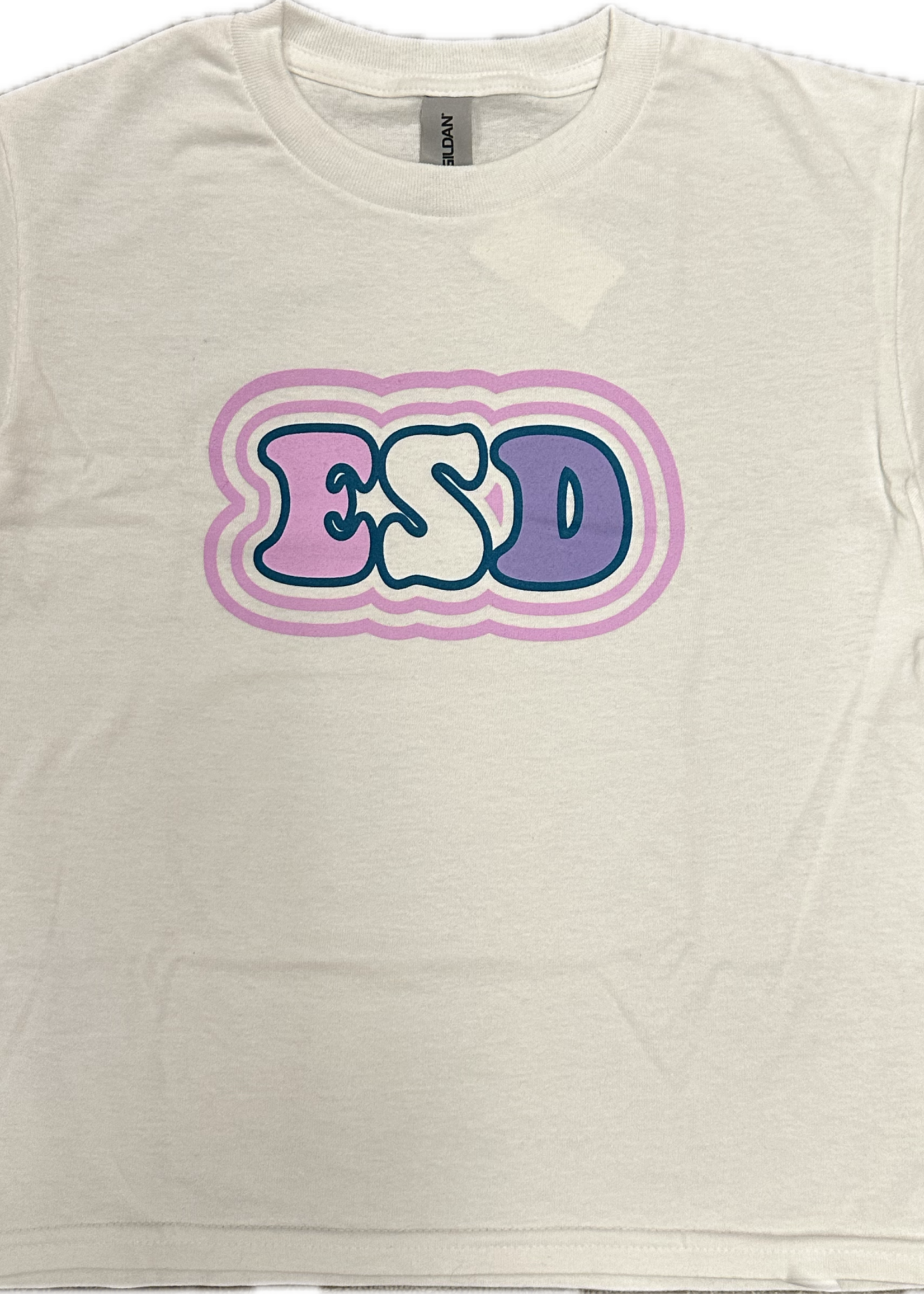 Gildan EN T-Shirt White with  Pastel ESD and Two Outlines