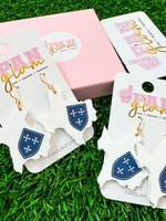 Fan Glam State of Texas with Shield Dangle White Navy