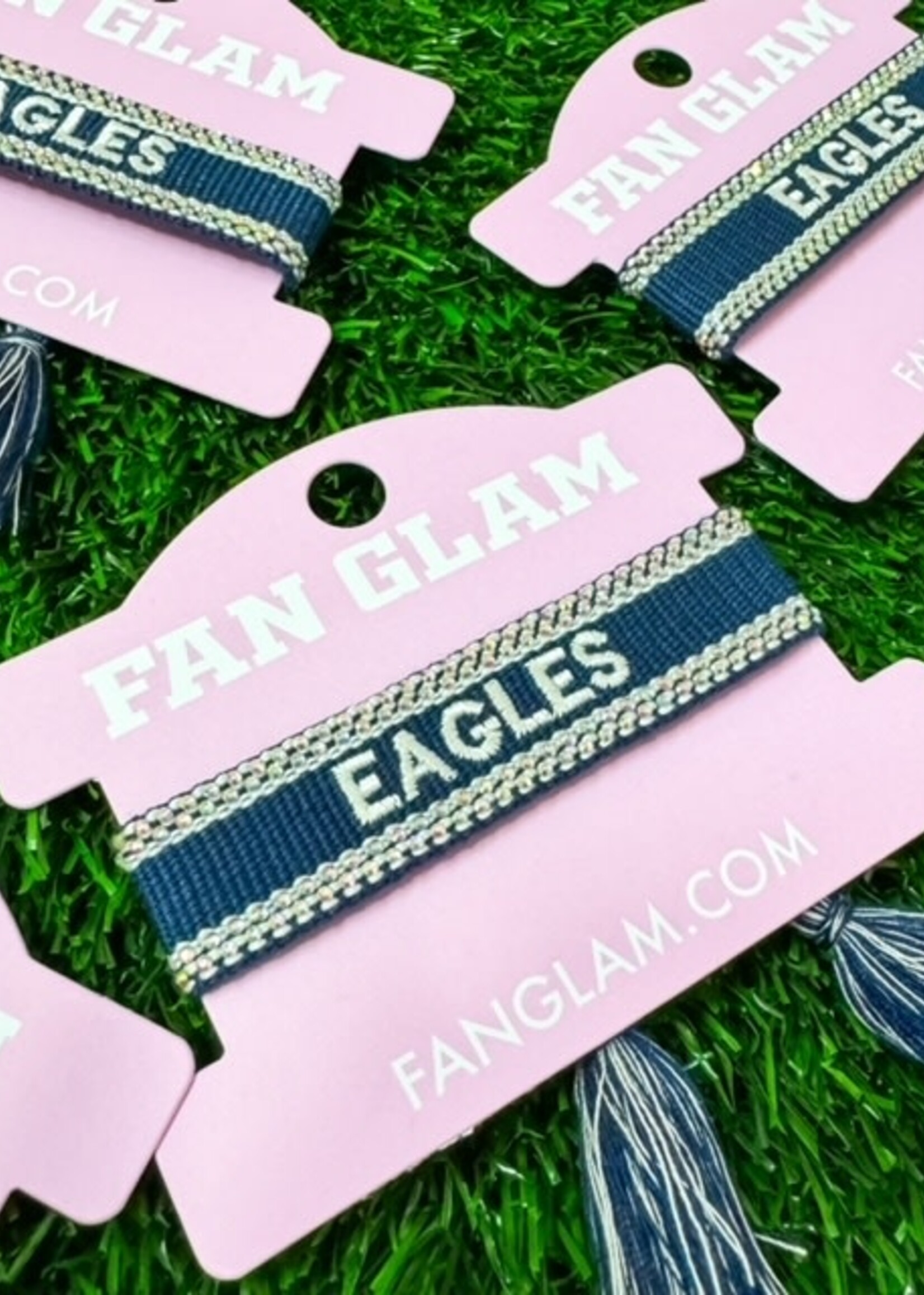 Fan Glam Rhinestone Tassel Bracelet Navy Eagles