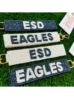 Fan Glam Beaded Wristlet White with Navy EAGLES